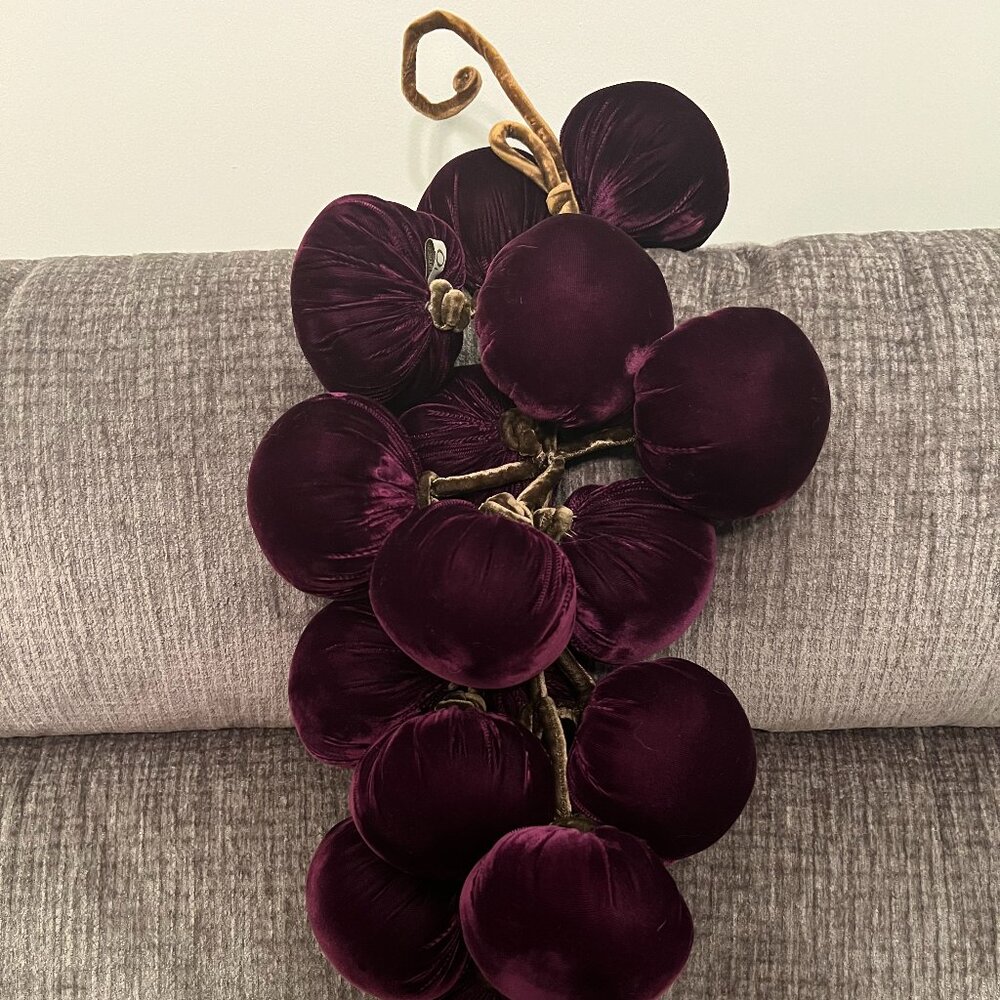Vintage Oi San Francisco Handmade Velvet Grape Cluster Bunch Pillow